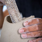Ashraf Hanna at work in his studio 2019